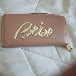 Bebe Pink Wallet with Gold Accents